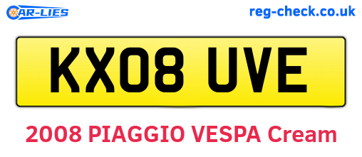 KX08UVE are the vehicle registration plates.