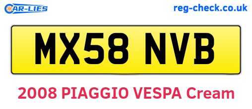 MX58NVB are the vehicle registration plates.