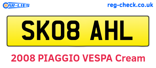 SK08AHL are the vehicle registration plates.