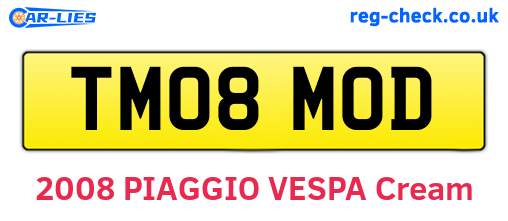 TM08MOD are the vehicle registration plates.