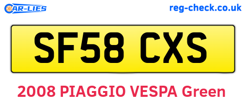 SF58CXS are the vehicle registration plates.