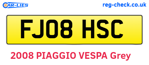 FJ08HSC are the vehicle registration plates.