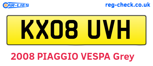 KX08UVH are the vehicle registration plates.