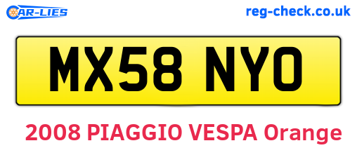 MX58NYO are the vehicle registration plates.
