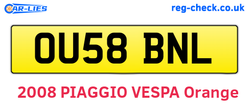 OU58BNL are the vehicle registration plates.