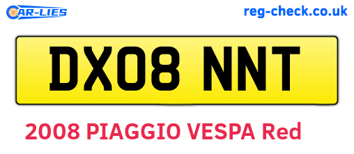 DX08NNT are the vehicle registration plates.