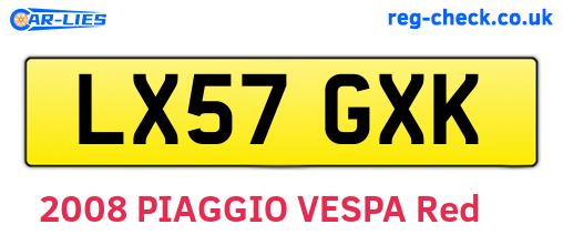 LX57GXK are the vehicle registration plates.