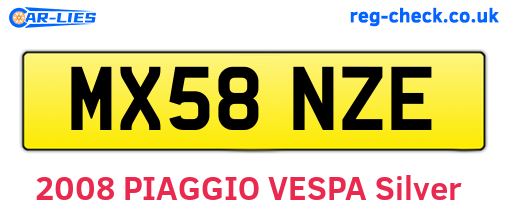 MX58NZE are the vehicle registration plates.