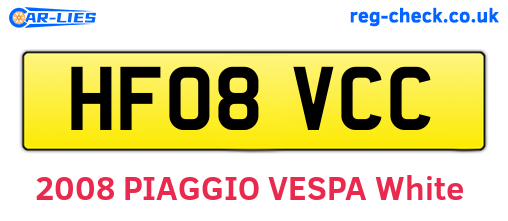 HF08VCC are the vehicle registration plates.