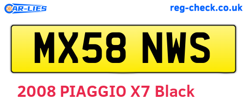 MX58NWS are the vehicle registration plates.