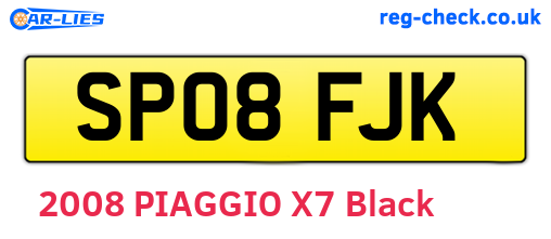 SP08FJK are the vehicle registration plates.