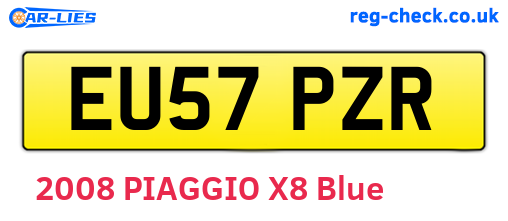 EU57PZR are the vehicle registration plates.