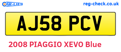 AJ58PCV are the vehicle registration plates.