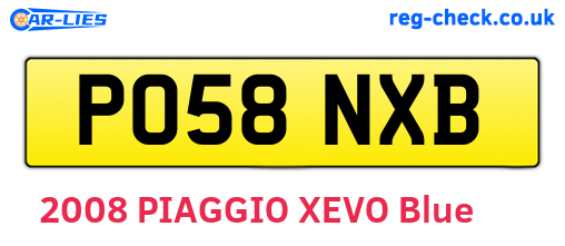 PO58NXB are the vehicle registration plates.