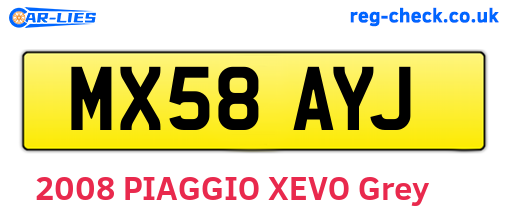 MX58AYJ are the vehicle registration plates.
