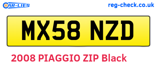 MX58NZD are the vehicle registration plates.