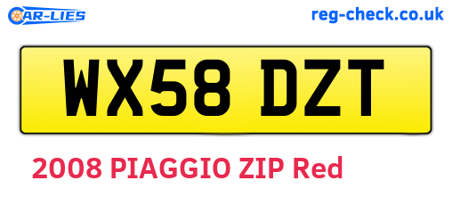 WX58DZT are the vehicle registration plates.