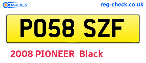 PO58SZF are the vehicle registration plates.