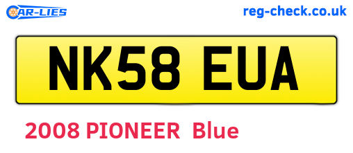 NK58EUA are the vehicle registration plates.