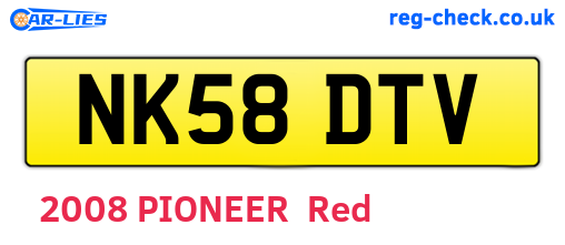 NK58DTV are the vehicle registration plates.