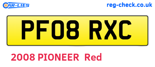 PF08RXC are the vehicle registration plates.