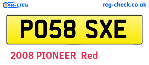 PO58SXE are the vehicle registration plates.