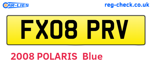 FX08PRV are the vehicle registration plates.