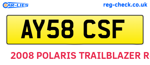 AY58CSF are the vehicle registration plates.