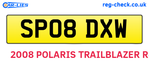 SP08DXW are the vehicle registration plates.