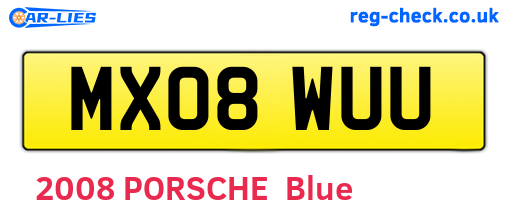MX08WUU are the vehicle registration plates.