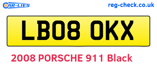 LB08OKX are the vehicle registration plates.