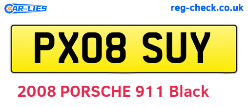 PX08SUY are the vehicle registration plates.