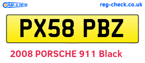 PX58PBZ are the vehicle registration plates.