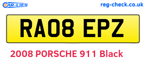 RA08EPZ are the vehicle registration plates.