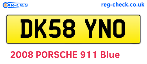 DK58YNO are the vehicle registration plates.