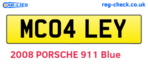 MC04LEY are the vehicle registration plates.
