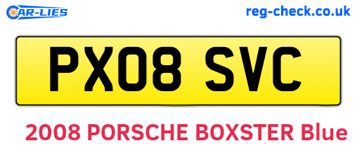 PX08SVC are the vehicle registration plates.