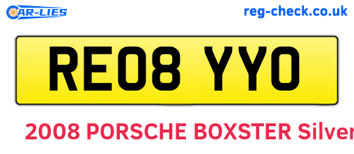 RE08YYO are the vehicle registration plates.