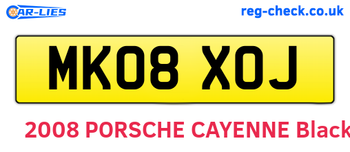 MK08XOJ are the vehicle registration plates.