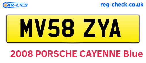 MV58ZYA are the vehicle registration plates.