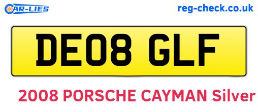 DE08GLF are the vehicle registration plates.