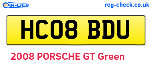 HC08BDU are the vehicle registration plates.