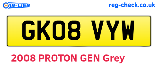 GK08VYW are the vehicle registration plates.