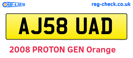 AJ58UAD are the vehicle registration plates.