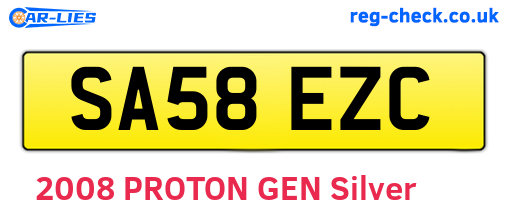 SA58EZC are the vehicle registration plates.