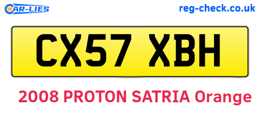 CX57XBH are the vehicle registration plates.