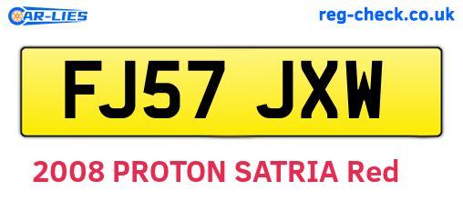 FJ57JXW are the vehicle registration plates.