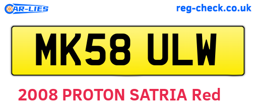 MK58ULW are the vehicle registration plates.