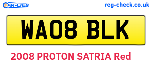 WA08BLK are the vehicle registration plates.