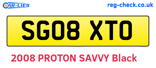 SG08XTO are the vehicle registration plates.